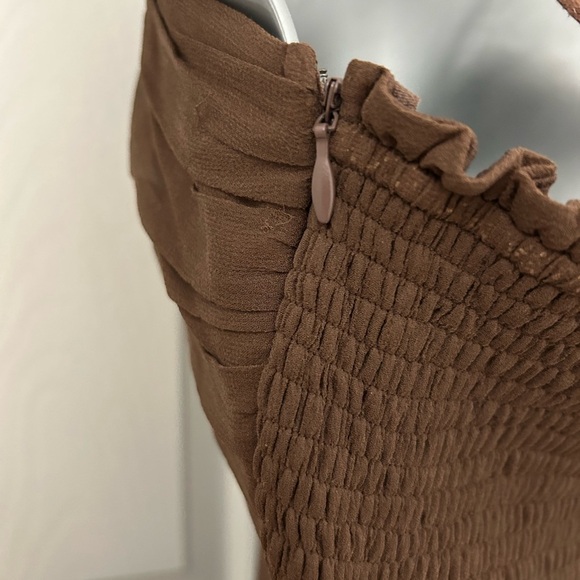 Brown, Silk Dress with Spaghetti Straps and Sequins, Sz 10 - Picture 10 of 12